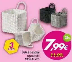 Franzy's Set 3 cestini quadrati 13-16-19 cm offerta