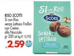 Despar RISO SCOTTI Si con Riso senza Lattosio Frollini con Crema alla Nocciola offerta