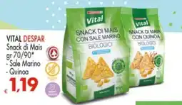 Despar VITAL DESPAR Snack di Mais, Sale Marino, Quinoa offerta