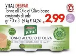 Despar VITAL DESPAR Tonno all'Olio di Oliva basso contenuto di sale offerta