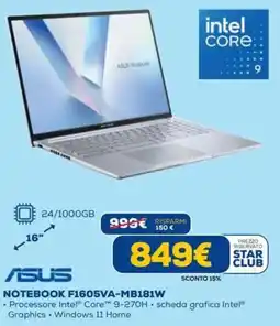 DIMOStore ASUS NOTEBOOK F1605VA-MB181W offerta