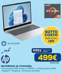 DIMOStore hp NOTEBOOK 15-FC0100NL offerta