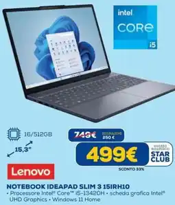 DIMOStore Lenovo NOTEBOOK IDEAPAD SLIM 3 15IRH10 offerta