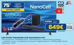 DIMOStore LG LED SMART 75NANO82 CON SOUNDBAR S40T offerta