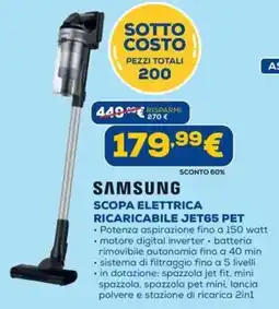 DIMOStore Samsung scopa elettrica ricaricabile jet65 pet offerta