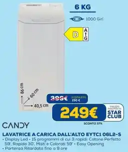 DIMOStore CANDY LAVATRICE A CARICA DALL'ALTO EYTC1 06L2-S offerta