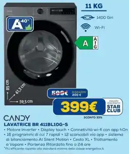 DIMOStore CANDY LAVATRICE BR 411BL10G-S offerta