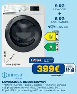 DIMOStore Indesit LAVASCIUGA BDE96436WKV offerta