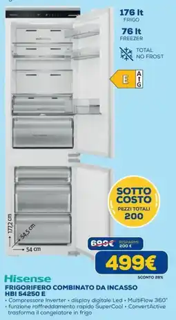 DIMOStore Hisense FRIGORIFERO COMBINATO DA INCASSO HBI 54250 E offerta