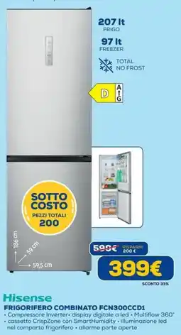 DIMOStore Hisense FRIGORIFERO COMBINATO FCN300CCD1 offerta