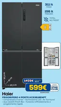 DIMOStore Haier FRIGORIFERO 4 PORTE HCR3818ENPT offerta