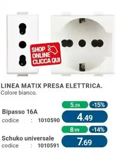 Cfadda Linea matix presa elettrica Bipasso 16A offerta