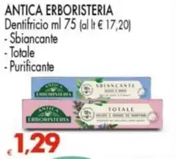 Despar ANTICA ERBORISTERIA Dentifricio, Sbiancante, Totale, Purificante offerta