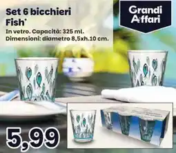 Prix Quality Grandi Affari Set 6 bicchieri Fish offerta