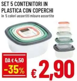 A&O Set 5 contenitori in plastica con coperchi offerta