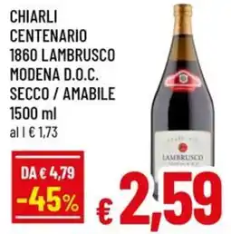 A&O Chiarli centenario 1860 lambrusco modena d.o.c. secco amabile offerta