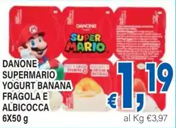DEM Danone supermario yogurt banana fragola e albicocca offerta