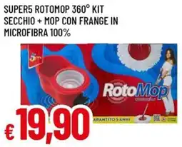 A&O Super5 rotomop 360° kit secchio + mop con frange in microfibra 100% offerta
