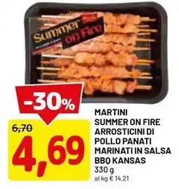 DPiù Martini summer on fire arrosticini di pollo panati marinati in salsa bbq kansas offerta