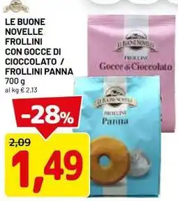 DPiù Le buone novelle frollini con gocce di cioccolato / frollini panna offerta