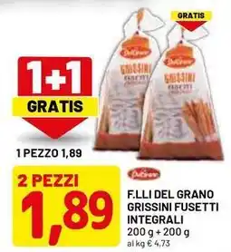 DPiù F.lli del grano grissini fusetti integrali offerta