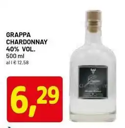 DPiù GRAPPA CHARDONNAY 40% vol. offerta