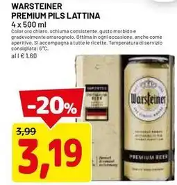 DPiù Warsteiner premium pils lattina offerta