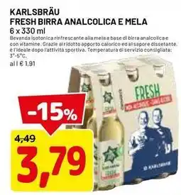 DPiù Karlsbräu fresh birra analcolica e mela offerta