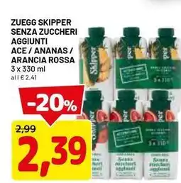 DPiù Zuegg skipper senza zuccheri aggiunti ace/ananas/ arancia rossa offerta