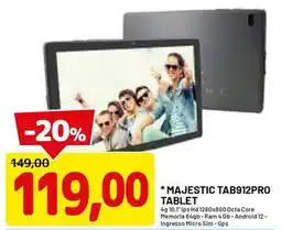 DPiù MAJESTIC TAB912PRO TABLET offerta