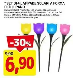 DPiù Set di 4 lampade solari a forma di tulipano offerta