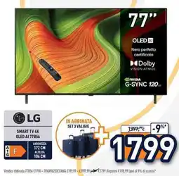 Unieuro Lg smart tv 4k oled AI 77B56 offerta