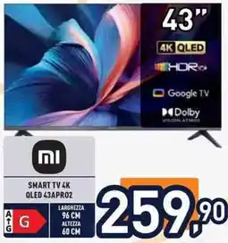Unieuro Xiaomi smart tv 4k qled 43APR02 offerta