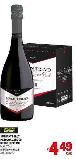 Metro Spumante brut metodo classico borgo supremo offerta
