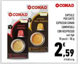 Conad Capsule per caffè Espresso Conad offerta