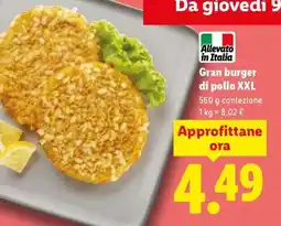 Lidl Gran burger di pollo XXL offerta