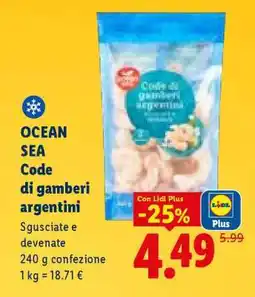 Lidl OCEAN SEA Code di gamberi argentini offerta