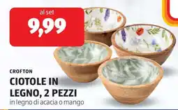 ALDI CROFTON CIOTOLE IN LEGNO, 2 PEZZI offerta