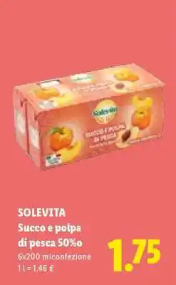 Lidl SOLEVITA Succo e polpa di pesca 50% offerta
