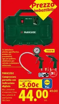 Lidl PARKSIDE Compressore portatile con indicazione digitale offerta