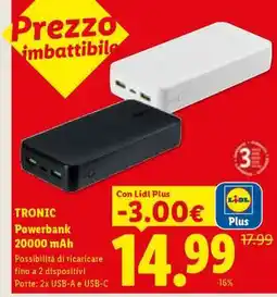 Lidl TRONIC Powerbank 20000 mAh offerta