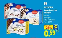 Lidl MILBONA Yogurt con riso soffiato offerta