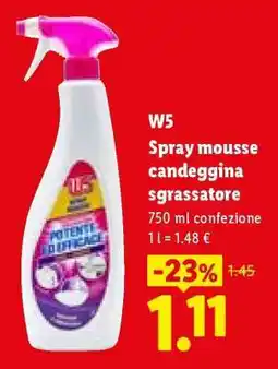 Lidl W5 Spray mousse candeggina sgrassatore offerta