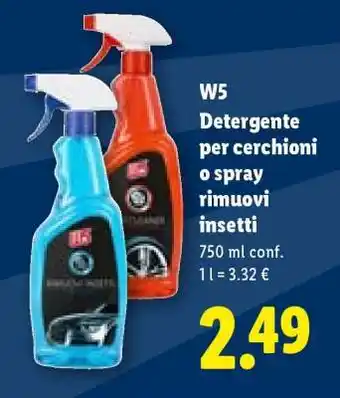 Lidl W5 Detergente per cerchioni o Spray rimuovi insetti offerta