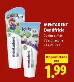 Lidl Mentadent Dentifricio offerta