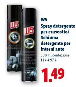 Lidl W5 Spray detergente per cruscotto/Schiuma detergente per interni auto offerta