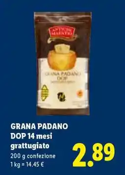 Lidl GRANA PADANO DOP 14 mesi grattugiato offerta