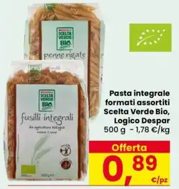 Despar Pasta integrale formati assortiti Scelta Verde Bio Logico Despar offerta
