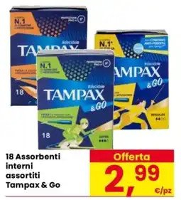 Despar 18 Assorbenti interni Tampax & Go offerta