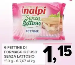 Todis Inalpi 6 fettine di formaggio fuso senza lattosio offerta